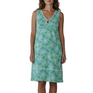 Pappagallo Tropical Pineapple Print Green Dress Size Large Vacation Vibes
